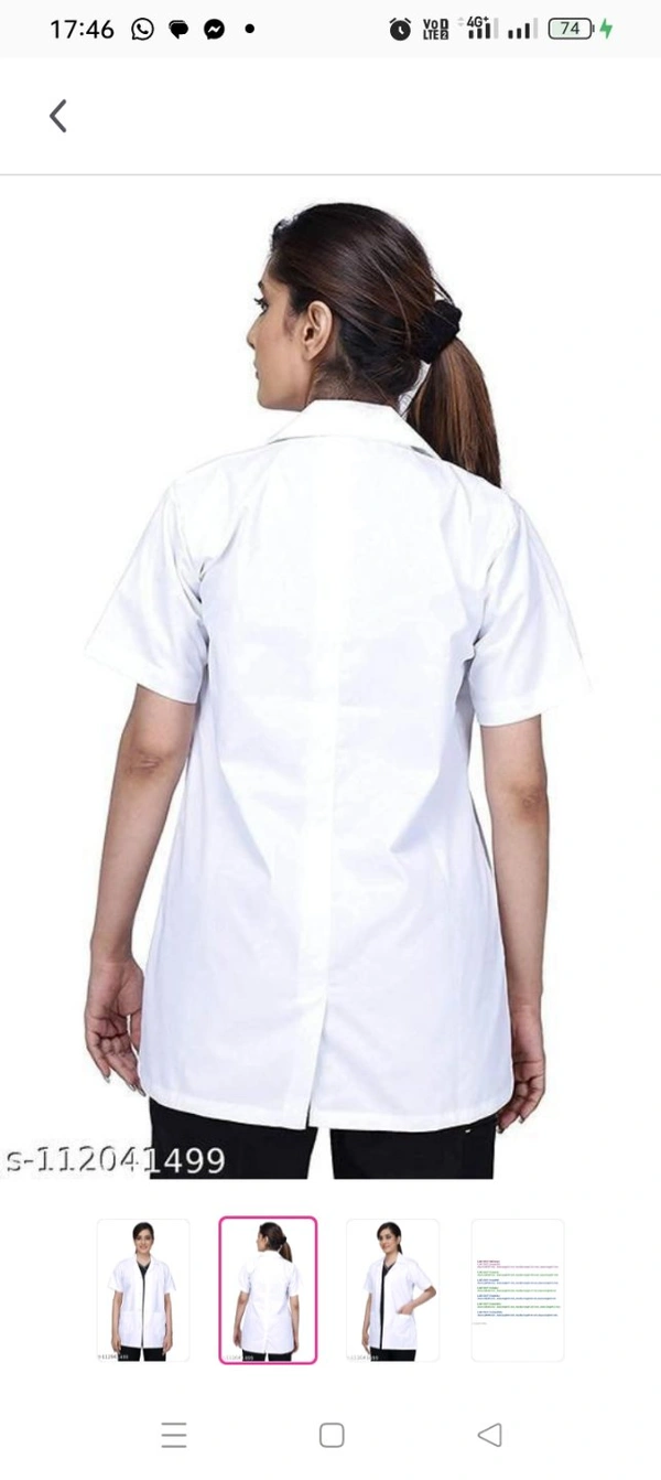  LATHIYA LAB COAT WHITE halfSizes: XS  S M  L  XL  XXL XXL