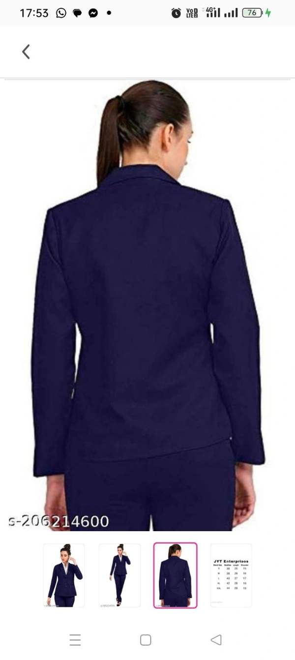 Women's Formal Blazer, Casual Blazer , Girl's Stylish Blazer, women's Stylish Blazer, Trendy Girl's Blazer, Trendy Women's Blazer Name: Women's Formal Blazer, Casual Blazer , Girl's Stylish Blazer, women's Stylish Blazer, Trendy Girl's Blazer, Trendy Women's Blazer Fabric: Cotton BlendSleeve Length: Long SleevesPattern: SolidNet Quantity (N): 1Sizes:S M L XL XXL
