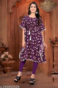 Stylish Crepe Printed women Kaftan TopName: Stylish Crepe Printed women Kaftan TopFabric: CrepeSleeve Length: Short SleevesPattern: PrintedCombo of: SingleSizes: S  M  L  XL  XXL  XXXL (Bust Size: 