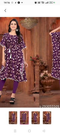 Stylish Crepe Printed women Kaftan TopName: Stylish Crepe Printed women Kaftan TopFabric: CrepeSleeve Length: Short SleevesPattern: PrintedCombo of: SingleSizes: S  M  L  XL  XXL  XXXL (Bust Size: 