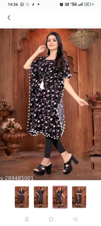 Stylish Crepe Printed Peach women Kaftan TopName: Stylish Crepe Printed Peach women Kaftan TopFabric: CrepeSleeve Length: Short SleevesPattern: PrintedCombo of: SingleSizes: : S  M L  XL  XXL  XXXL 