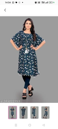 Stylish Crepe Printed women Kaftan TopName: Stylish Crepe Printed women Kaftan TopFabric: CrepeSleeve Length: Three-Quarter SleevesPattern: PrintedCombo of: SingleSizes: -S  M L  XL  XXL  XXXL (Bus