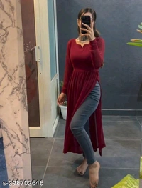 womens stylish kurtiName: womens stylish kurtiFabric: GeorgetteSleeve Length: Long SleevesPattern: SolidCombo of: Single,  Sizes:  S  M  L  XL XXL Country of Origin: India