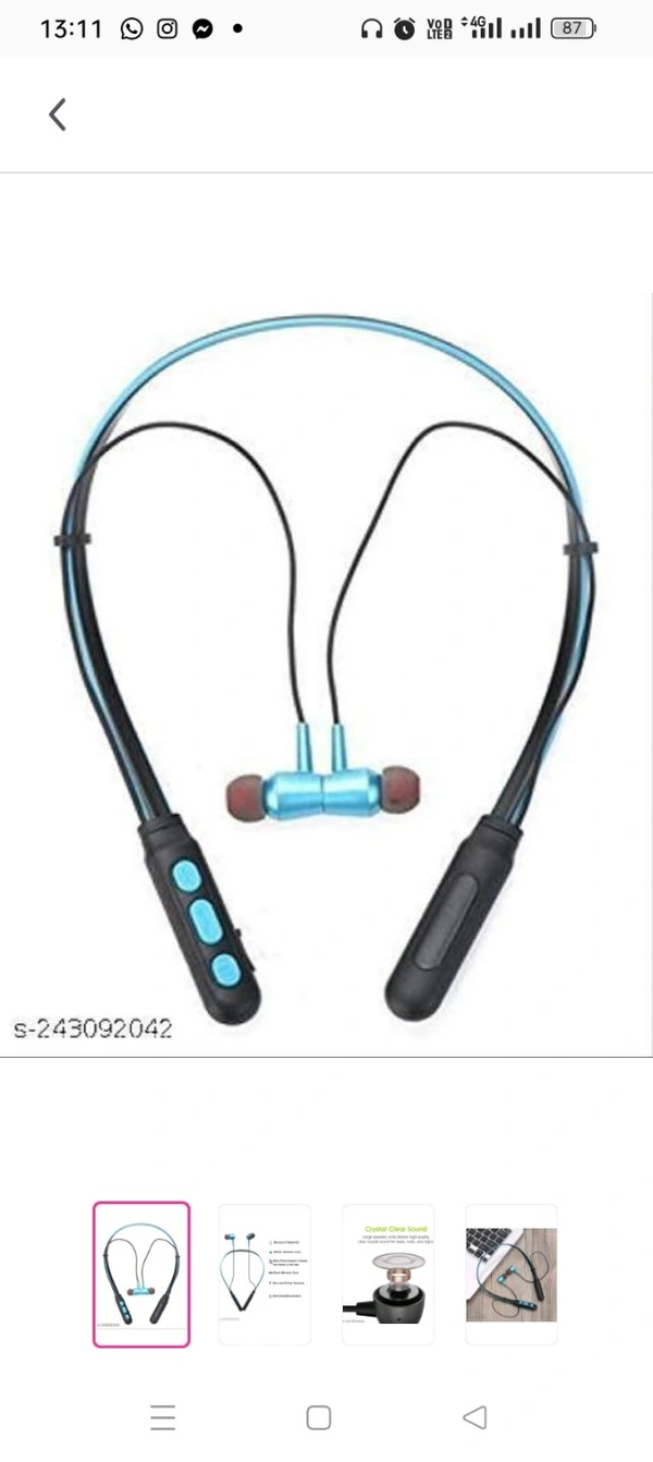 B11 Wireless Neckband Bluetooth in Ear Earphone Headset Earbud Portable Headphone Handsfree Sports Running Sweatproof Compatible for All Smartphones (Multicolour)Name: B11 Wireless Neckband Bluetooth in Ear Earphone Headset Earbud Portable Headphone Handsfree Sports Running Sweatproof Compatible for All Smartphones (Multicolour)Battery Charge Time: 2 HoursBluetooth Version: 5.0Char