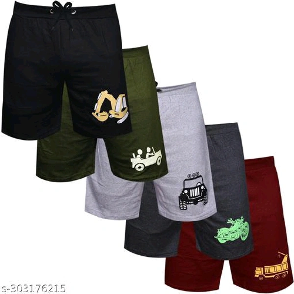 SASHWI cotton shorts - Pack of 5Fabric: CottonPattern: PrintedNet Quantity (N): 5COMFORT SHORTS FOR YOUR LITTLE ONESSizes: 2-3 Years, 3-4 Years, 4-5 Years, 5-6 Years, 6-7 Years, 7-8 Years, 8-9 Years, 9-10 Years, 10-11 Years, 11-12 Years, 12-13 Years, 13-14 Years, 14-15 Years, 15-16 YearsCountry of Origin: India