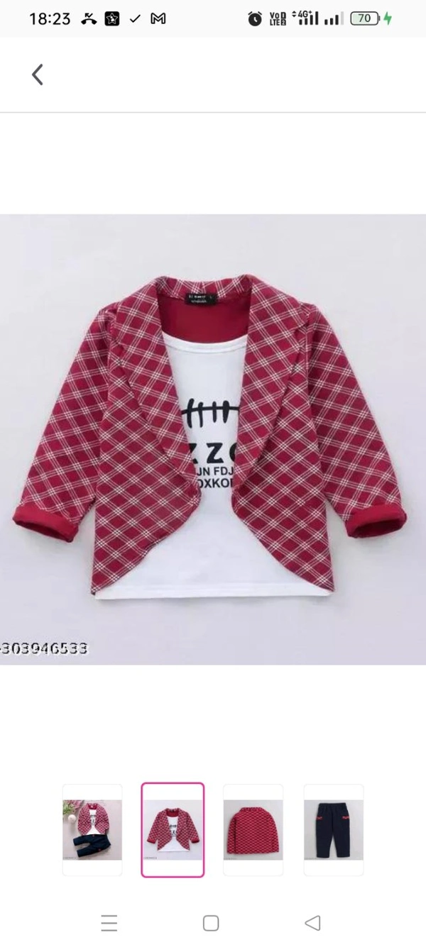 Stinity Boys and Girl Jacket with attached T-shirt and Pant Clothing Set for Girls wear and Boys wearTop Fabric: HosieryBottom Fabric: HosierySleeve Length: Long SleevesTop Pattern: PrintedBottom Pattern: SolidNet Quantity (N): SingleAdd-Ons: No Add OnsSizes:6-9 Months, 6-12 Mon