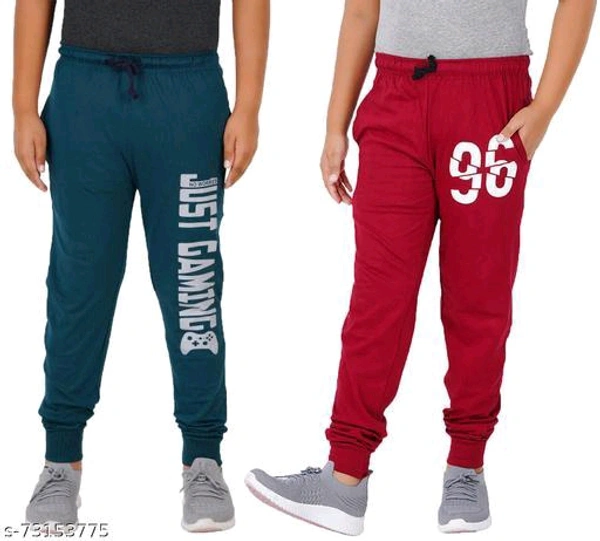  Boys Multicolor Cotton Trackpants & Joggers Pack Of 2Fabric: CottonPattern: PrintedNet Quantity (N): 2Sizes: 6-7 Years, 7-8 YearsCountry of Origin: India