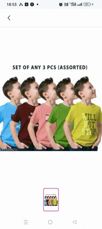  100% cotton Multicolor Round Neck Half Sleeve Kids Tshirt ( Pack of 3 Pc )Fabric: PolycottonSleeve Length: Short SleevesPattern: PrintedNet Quantity (N): Pack of 3Sizes: 0-6 Months, 6-12 Months, 1-2 Years, 2-3 Years, 3-4 Years, 4-5 Years, 5-6 Years, 6-7 Years, 7-8 Years, 8-9 Years, 9-10 Years, 10-11 Years