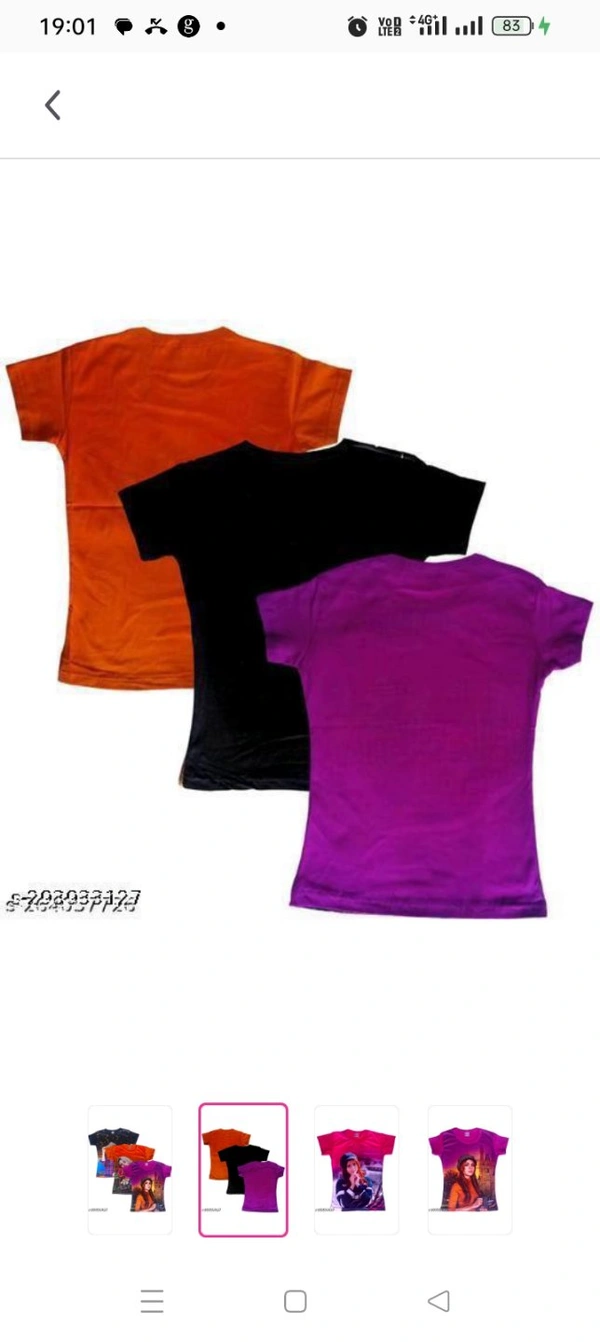 CREATIVAXIS Kids T Shirts for Girl || Kids Photo Print T shirt || Girl T- Shirt Half Sleeve Combo [Pack 3]Fabric: Cotton BlendSleeve Length: Short SleevesPattern: PrintedNet Quantity (N): Pack of 3Sizes: 3-4 Years, 4-5 Years, 5-6 Years, 6-7 Years, 7-8 Years, 8-9 Years, 9-10