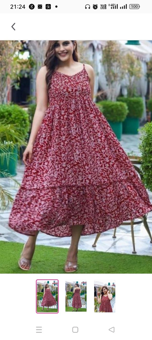 RADHA RANI CRE # TRENDY WOMENS DRESSESFabric: Viscose RayonSleeve Length: SleevelessPattern: PrintedNet Quantity (N): 1Sizes:S M  L XL  XXL  Original :India 