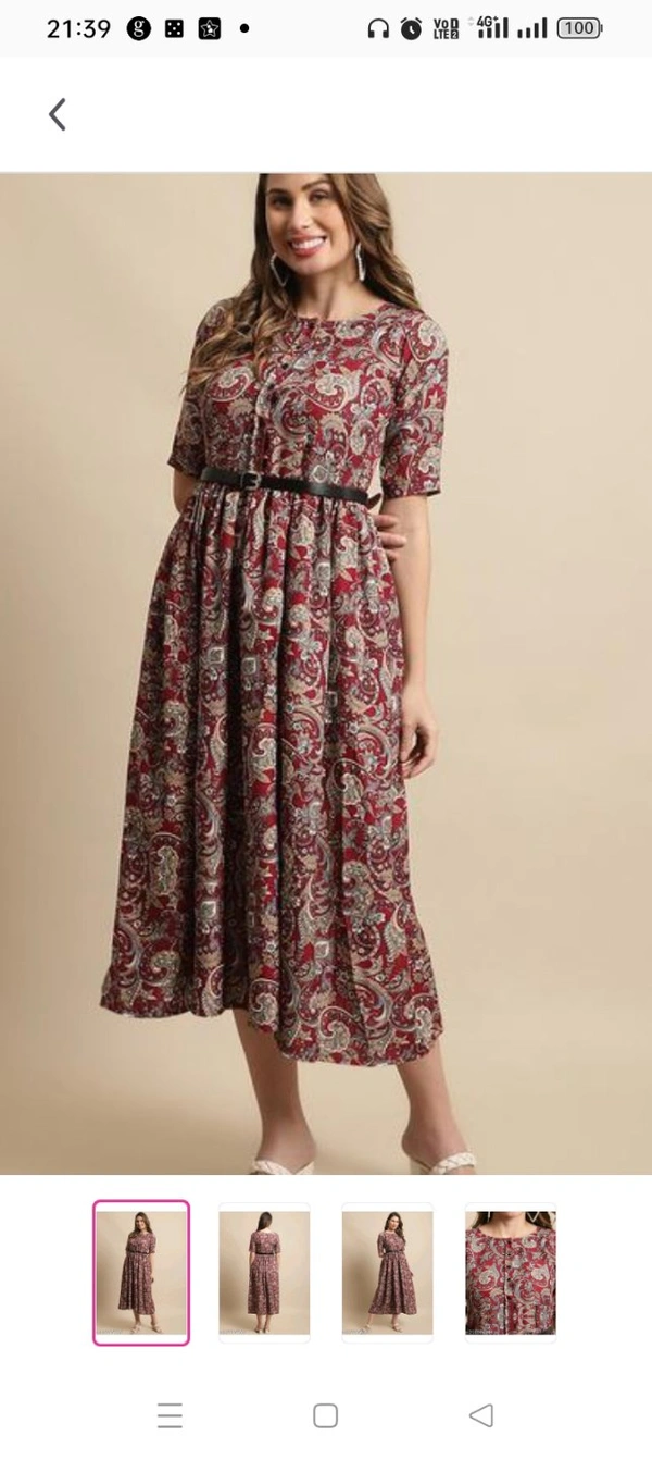 Women's Black Printed Knee-Length Dress With Belt (Gown-103)Name: Women's Black Printed Knee-Length Dress With Belt (Gown-103)Fabric: RayonSleeve Length: Short SleevesPattern: PrintedNet Quantity (N):1  Size :S M L XL  XXL 