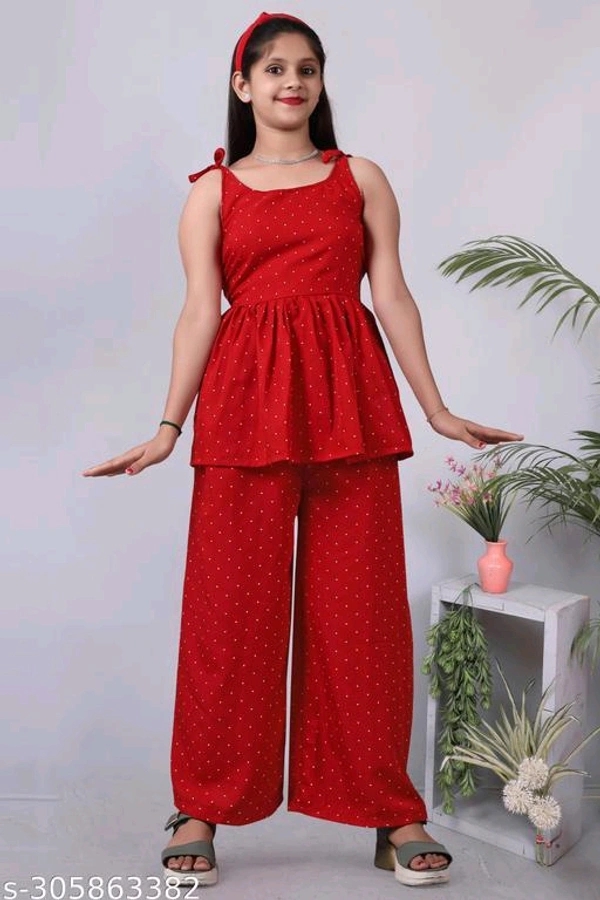 Kachhot Clothing Sets For GirlTop Fabric: CrepeBottom Fabric: CrepeSleeve Length: Shoulder StrapsTop Pattern: SolidBottom Pattern: SolidNet Quantity (N): SingleSizes:4-5 Years, 5-6 Years, 6-7 Years, 7-8 Years, 8-9 Years, 9-10 Years, 10-11 Years, 11-12 Years, 12-13 Years, 13-14 Years, 14-15 Years, 15-16 YearsCountry of Origin: India