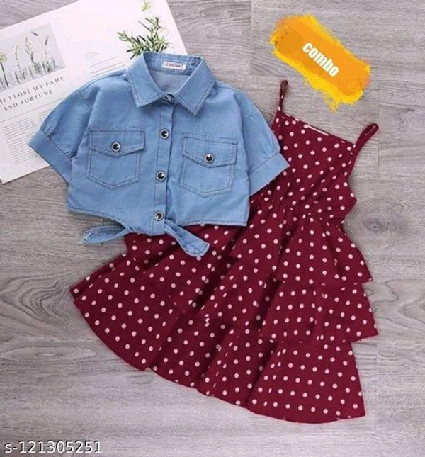  CUTE GIRLS POLKA DOTS COMBOO SETFabric: CrepeSleeve Length: Shoulder StrapsPattern: PrintedNet Quantity (N): SingleSizes:6-7 Years (Bust Size: 26 in, Length Size: 28 in) 7-8 Years (Bust Size: 28 in, Length Size: 29 in) 8-9 Years (Bust Size: 30 in, Length Size: 30 in) Country of Origin: India