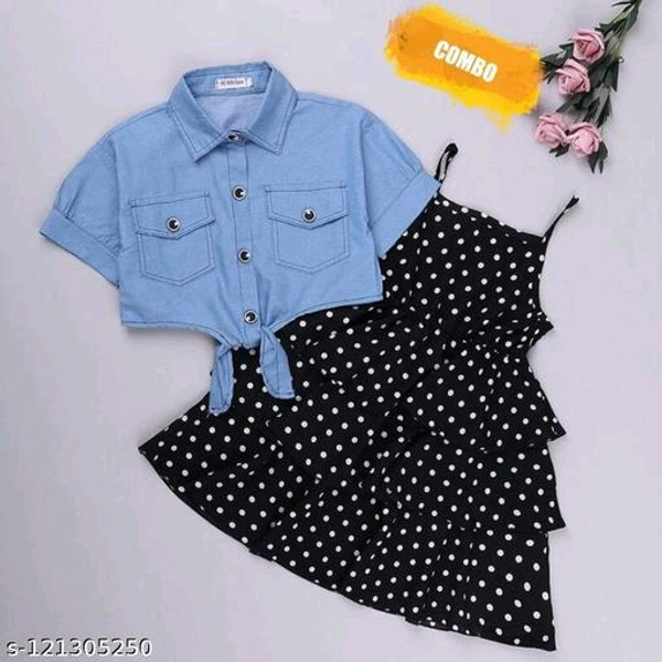  CUTE GIRLS POLKA DOTS COMBOO SETFabric: CrepeSleeve Length: Shoulder StrapsPattern: PrintedNet Quantity (N): SingleSizes:6-7 Years (Bust Size: 26 in, Length Size: 28 in) 7-8 Years (Bust Size: 28 in, Length Size: 29 in) 8-9 Years (Bust Size: 30 in, Length Size: 30 in) Country of Origin: India