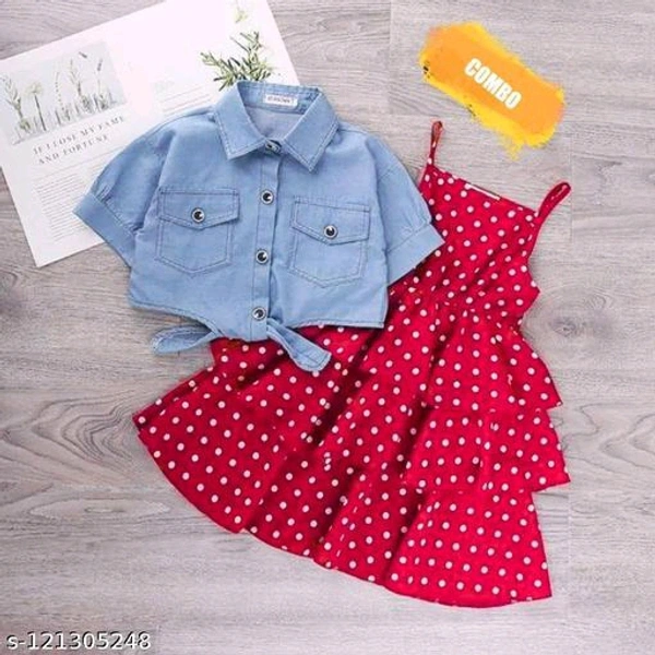  CUTE GIRLS POLKA DOTS COMBOO SETFabric: CrepeSleeve Length: Shoulder StrapsPattern: PrintedNet Quantity (N): SingleSizes:6-7 Years (Bust Size: 26 in, Length Size: 28 in) 7-8 Years (Bust Size: 28 in, Length Size: 29 in) 8-9 Years (Bust Size: 30 in, Length Size: 30 in) Country of Origin: India