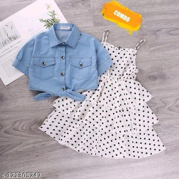  CUTE GIRLS POLKA DOTS COMBOO SETFabric: CrepeSleeve Length: Shoulder StrapsPattern: PrintedNet Quantity (N): SingleSizes:6-7 Years (Bust Size: 26 in, Length Size: 28 in) 7-8 Years (Bust Size: 28 in, Length Size: 29 in) 8-9 Years (Bust Size: 30 in, Length Size: 30 in) Country of Origin: India