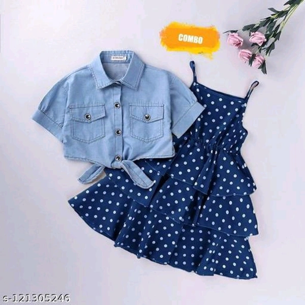  CUTE GIRLS POLKA DOTS COMBOO SETFabric: CrepeSleeve Length: Shoulder StrapsPattern: PrintedNet Quantity (N): SingleSizes:6-7 Years (Bust Size: 26 in, Length Size: 28 in) 7-8 Years (Bust Size: 28 in, Length Size: 29 in) 8-9 Years (Bust Size: 30 in, Length Size: 30 in) Country of Origin: India