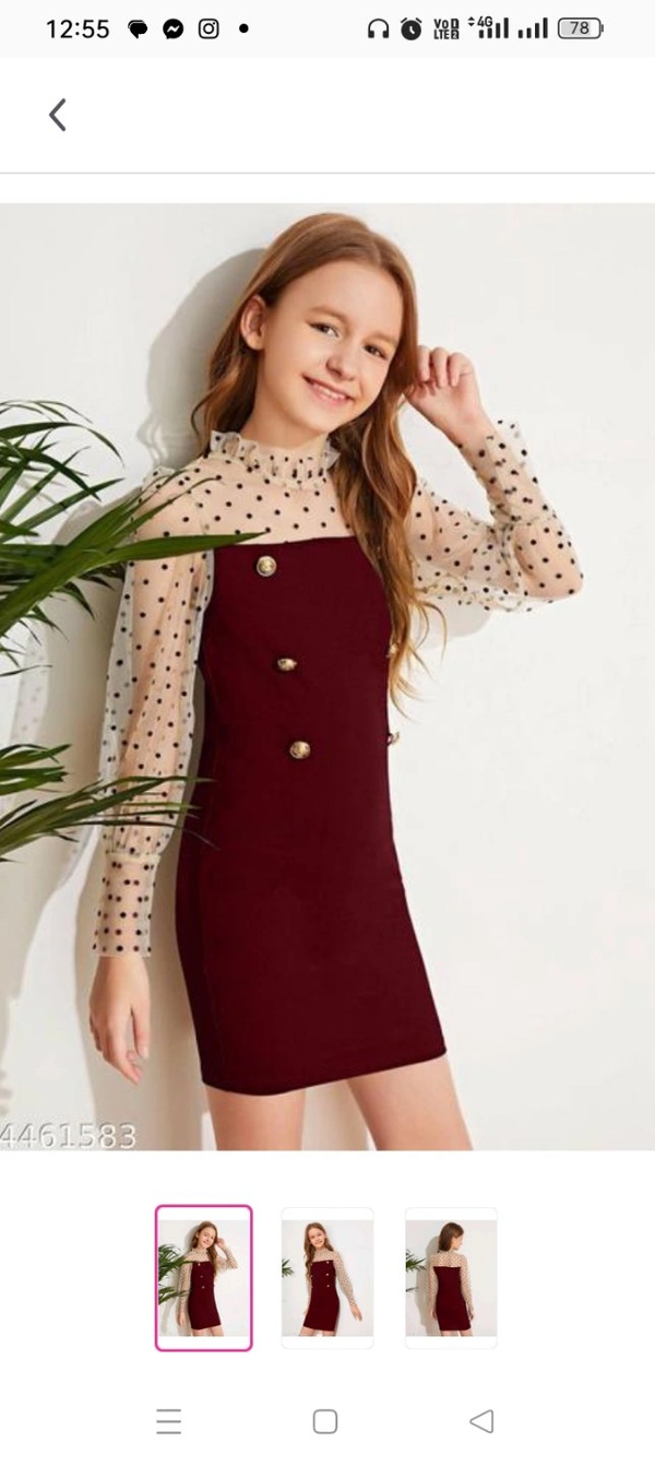 Pretty Stylus Girls Frocks & DressesFabric: Cotton BlendSleeve Length: Long SleevesPattern: SolidNet Quantity (N): SingleSizes:3-4 Years, 5-6 Years, 7-8 Years, 9-10 Years, 11-12 Years, 13-14 YearsCountry of Origin: India