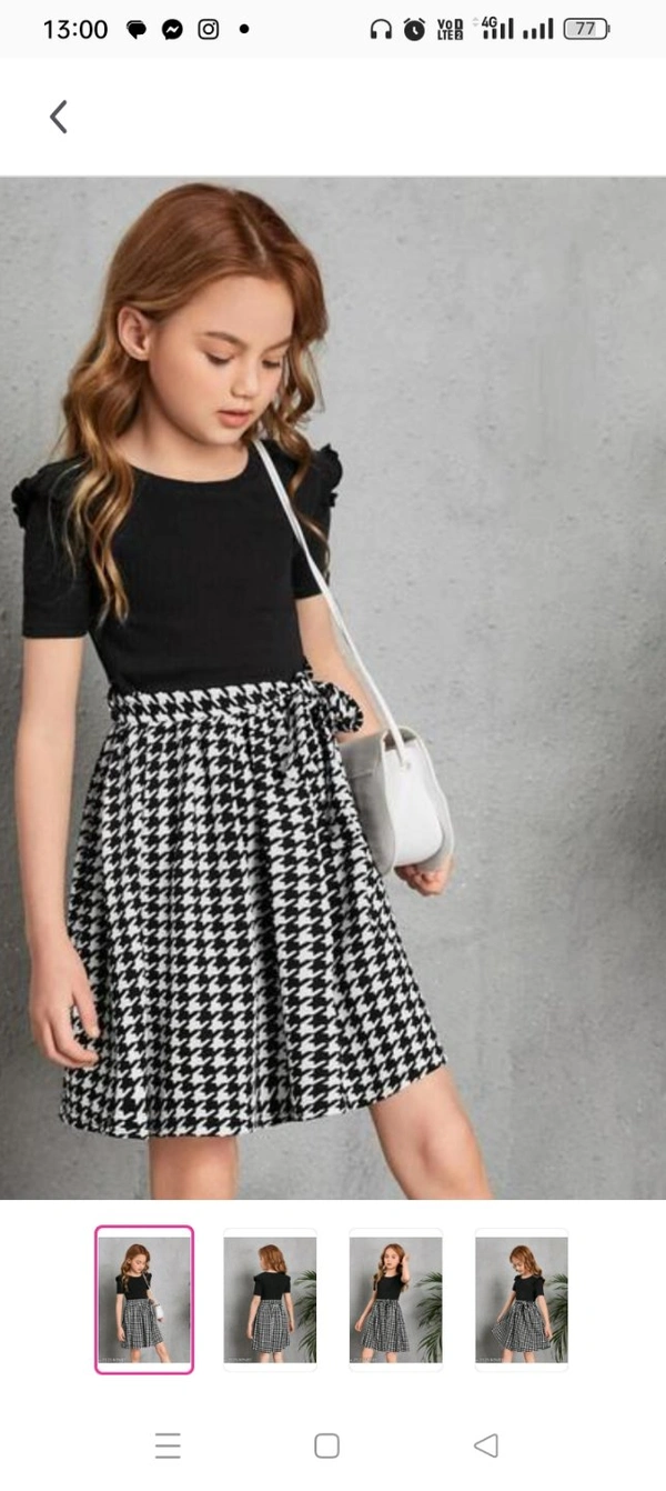 Pretty Classy Girls Frocks & DressesFabric: Cotton BlendSleeve Length: Short SleevesPattern: CheckedNet Quantity (N): SingleSizes:2-3 Years, 3-4 Years, 5-6 Years, 7-8 Years, 9-10 Years, 11-12 YearsCountry of Origin: India