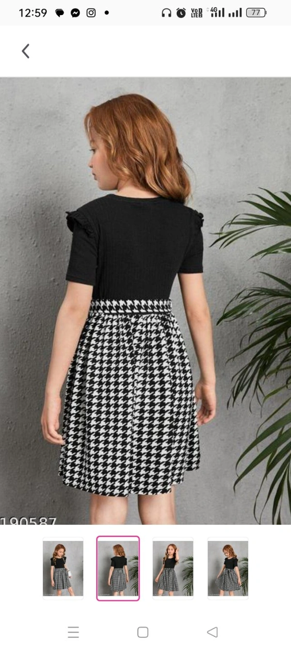 Pretty Classy Girls Frocks & DressesFabric: Cotton BlendSleeve Length: Short SleevesPattern: CheckedNet Quantity (N): SingleSizes:2-3 Years, 3-4 Years, 5-6 Years, 7-8 Years, 9-10 Years, 11-12 YearsCountry of Origin: India