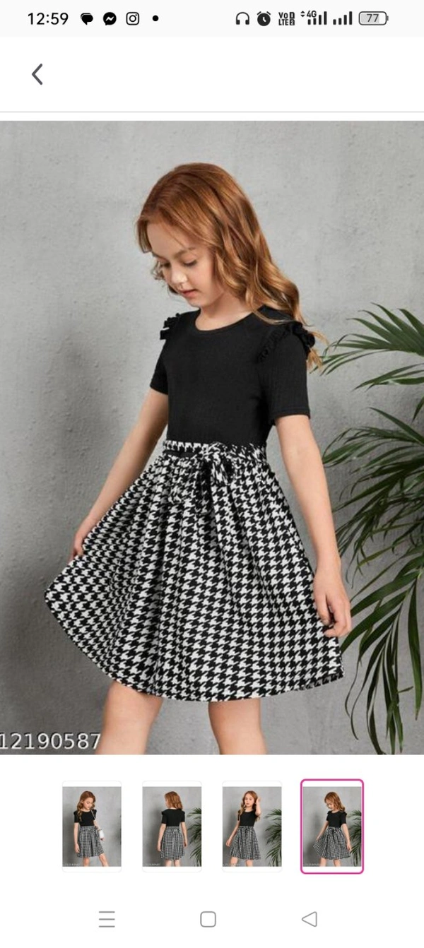 Pretty Classy Girls Frocks & DressesFabric: Cotton BlendSleeve Length: Short SleevesPattern: CheckedNet Quantity (N): SingleSizes:2-3 Years, 3-4 Years, 5-6 Years, 7-8 Years, 9-10 Years, 11-12 YearsCountry of Origin: India