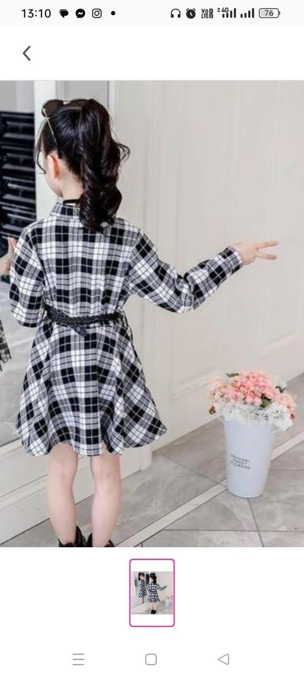 Cute Comfy Girls Frocks & DressesFabric: CottonSleeve Length: Long SleevesPattern: CheckedNet Quantity (N): SingleSizes:6-7 Years, 7-8 Years, 8-9 Years, 9-10 YearsWe want your child to look cute.This dress can be dressed up without having to worry about piano recitals, weddings, banquets, etc. It can also be used as a gift for a child's birthday