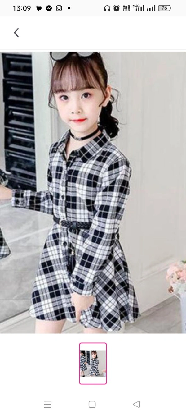 Cute Comfy Girls Frocks & DressesFabric: CottonSleeve Length: Long SleevesPattern: CheckedNet Quantity (N): SingleSizes:6-7 Years, 7-8 Years, 8-9 Years, 9-10 YearsWe want your child to look cute.This dress can be dressed up without having to worry about piano recitals, weddings, banquets, etc. It can also be used as a gift for a child's birthday