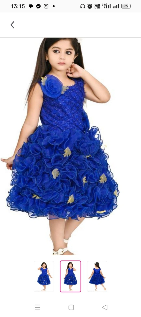 Modern New fairy style calf length dress for girlsFabric: NetSleeve Length: SleevelessPattern: Self-DesignNet Quantity (N): SingleSizes:1-2 Years, 2-3 Years, 3-4 Years, 4-5 Years, 5-6 Years, 6-7 YearsYour  will look amazing wearing this party wear Frock NavyBlue colour dress from Chandrika Lifestyle. This dress is made of fine paper silk fabr
