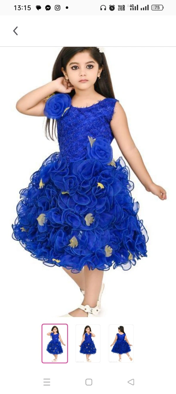 Modern New fairy style calf length dress for girlsFabric: NetSleeve Length: SleevelessPattern: Self-DesignNet Quantity (N): SingleSizes:1-2 Years, 2-3 Years, 3-4 Years, 4-5 Years, 5-6 Years, 6-7 YearsYour  will look amazing wearing this party wear Frock NavyBlue colour dress from Chandrika Lifestyle. This dress is made of fine paper silk fabr