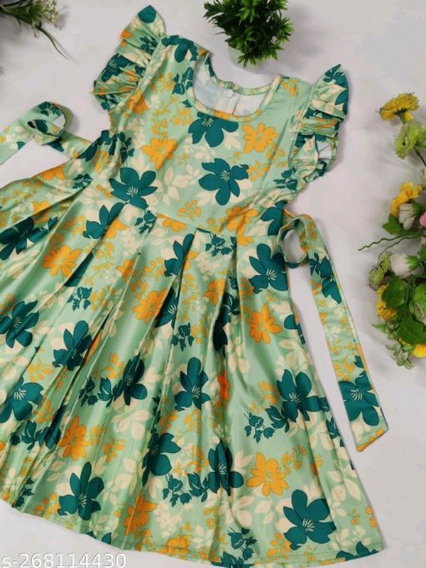  New stylish Green floral Baby Girls Dress/FrocksFabric: SatinSleeve Length: Short SleevesPattern: PrintedNet Quantity (N): SingleSizes:0-6 Months, 6-9 Months, 6-12 Months, 9-12 Months, 12-18 Months, 18-24 Months, 0-1 Years, 1-2 Years, 2-3 Years, 3-4 Years, 4-5 Years, 5-6 Years, 6-7 Years, 7-8 Years, 8-9 YearsThese designs are prin