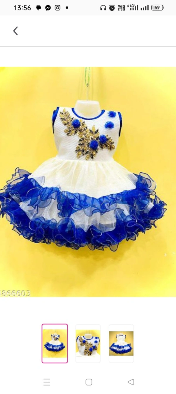 Beautiful baby girl dressFabric: NetSleeve Length: SleevelessPattern: EmbellishedNet Quantity (N): SingleSizes:3-6 Months, 6-9 Months, 6-12 Months, 9-12 Months, 12-18 Months, 18-24 Months, 1-2 Years, 2-3 YearsCountry of Origin: India