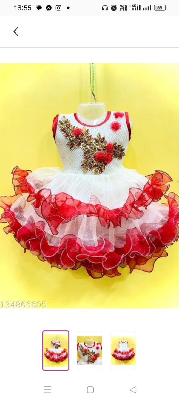 Beautiful baby girl dressFabric: NetSleeve Length: SleevelessPattern: EmbellishedNet Quantity (N): SingleSizes:3-6 Months, 6-9 Months, 6-12 Months, 9-12 Months, 12-18 Months, 18-24 Months, 1-2 Years, 2-3 YearsCountry of Origin: India