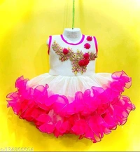 Beautiful baby girl dressFabric: NetSleeve Length: SleevelessPattern: EmbellishedNet Quantity (N): SingleSizes:3-6 Months, 6-9 Months, 6-12 Months, 9-12 Months, 12-18 Months, 18-24 Months, 1-2 Years, 2-3 YearsCountry of Origin: India