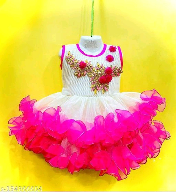 Beautiful baby girl dressFabric: NetSleeve Length: SleevelessPattern: EmbellishedNet Quantity (N): SingleSizes:3-6 Months, 6-9 Months, 6-12 Months, 9-12 Months, 12-18 Months, 18-24 Months, 1-2 Years, 2-3 YearsCountry of Origin: India