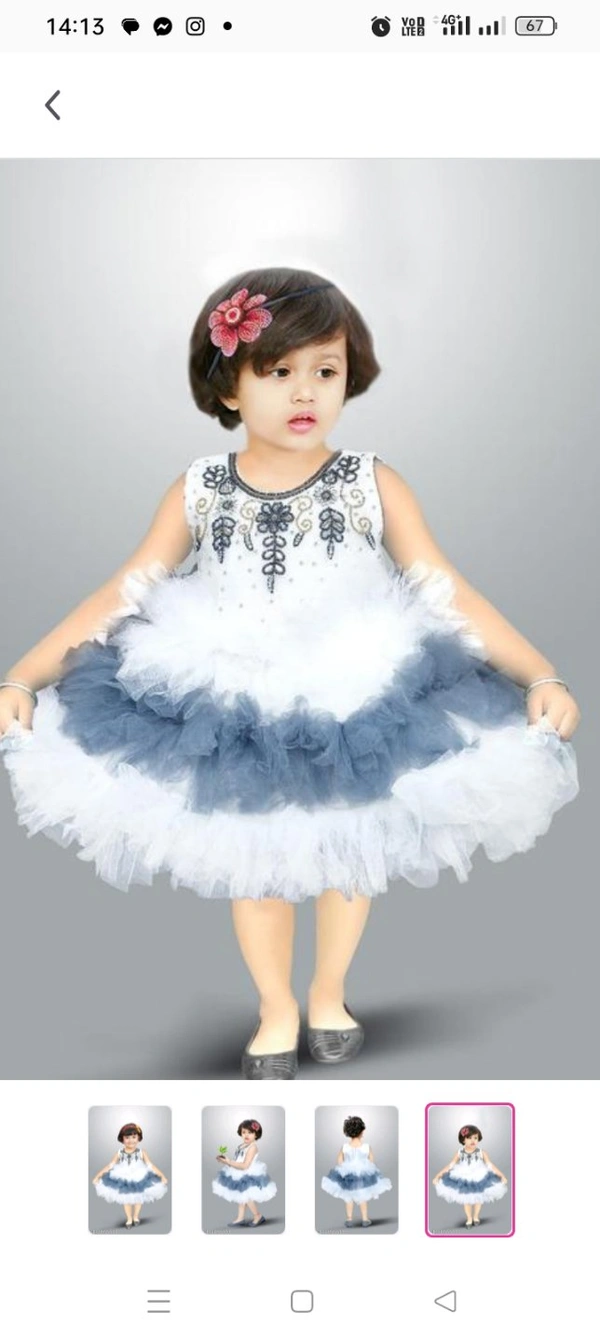 Modern Kids Western Dress WhiteFabric: NetSleeve Length: SleevelessPattern: EmbroideredNet Quantity (N): SingleSizes:6-12 Months (Length Size: 20 in) 12-18 Months (Length Size: 21 in) 18-24 Months (Length Size: 22 in) 2-3 Years (Length Size: 23 in) Kalpana Collection presents a beautiful White coloured frock. Suitable for western and party wear.Country of Origi