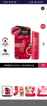 Faces Canada Color Balm | 12Hr Moisture For Dry, Chapped Lips | Vitamin E | Spf 15| Rose Petal Rose 03 (4.5 G) 
