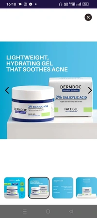 DermDoc by Purplle 2% Salicylic Acid Anti Acne Face Gel (50 g) | salicylic acid gel | cleansing salicylic acid | face gel cream | face gel for oily skin 