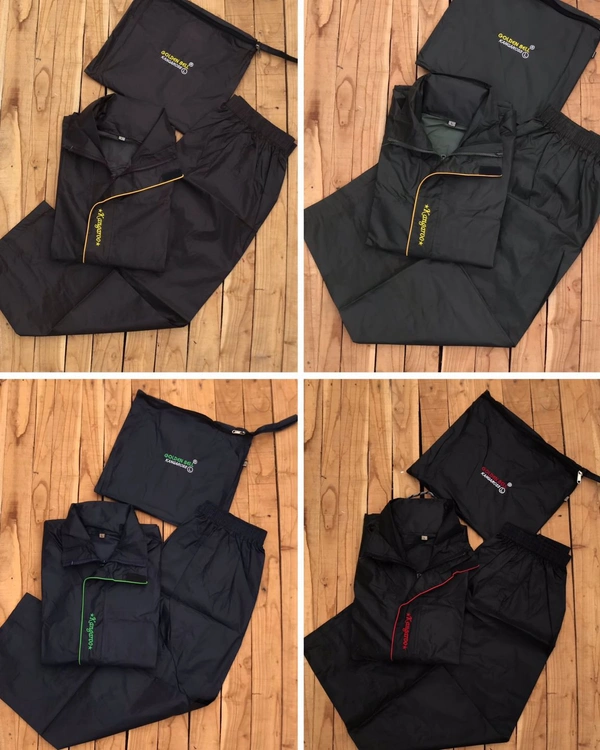 100% Original PVC Complete Rain suit with hud Article*BRAND - Kangaroo*Very very Heavy Quality Rain suits*Unisex Rain suit with Adjustable hud*2 Big Front Pockets*Fabric - Polyester PVC Material* Fully Waterproof*Regular and Relaxed Fit*Hand Wash Only*Complete Bag Packing*Reflective Piping on the front*100% Original Premium Quality Rain Suit*Size- L XL XXL**Standard Sizes & Length*