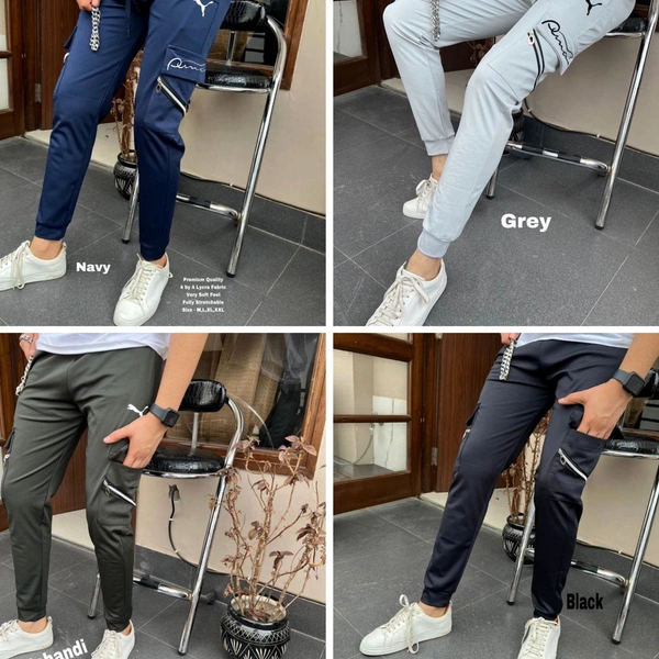 *Very Very Premium PUMA New Track-pants store article*Brand- *PUMA*  showroom ARTICLE 🔥🔥🔥🔥*lycra 4 By 4 Fabric Comfortable 👌🏻* *10A quality**check Size-M28-30,L32,XL34,XXL36*Colours 4- *Black,NAVY, Grey, Mehandi* Free Ship**1001% Quality Guaranteed* full stock available take open Orders Avl 🔥**365 Days open orders*No Cancellation