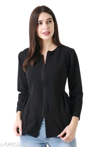 Women Mahroon  Solid Front Zip ShrugFabric: PolycottonSleeve Length: Long SleevesFit/ Shape: ShrugPattern: SolidNet Quantity (N): 1Sizes:XXS (Bust Size: 30 in, Length Size: 20 in) XS (Bust Size: 32 in, Length Size: 20 in) S (Bust Size: 34 in, Length Size: 20 in) M (Bust Size: 36 in, Length Size: 21 in) Women Solid Zip Shrug ,Self design Shurg