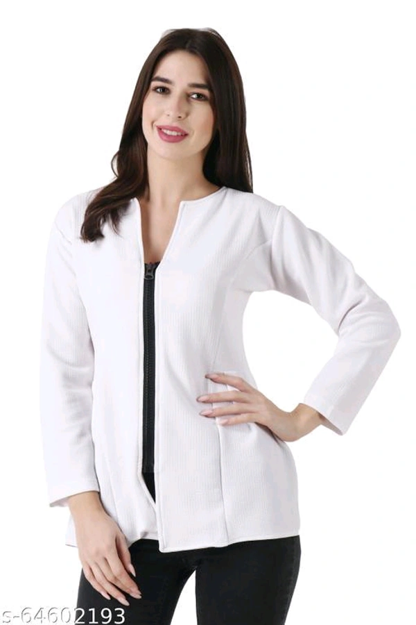 Women Mahroon  Solid Front Zip ShrugFabric: PolycottonSleeve Length: Long SleevesFit/ Shape: ShrugPattern: SolidNet Quantity (N): 1Sizes:XXS (Bust Size: 30 in, Length Size: 20 in) XS (Bust Size: 32 in, Length Size: 20 in) S (Bust Size: 34 in, Length Size: 20 in) M (Bust Size: 36 in, Length Size: 21 in) Women Solid Zip Shrug ,Self design Shurg