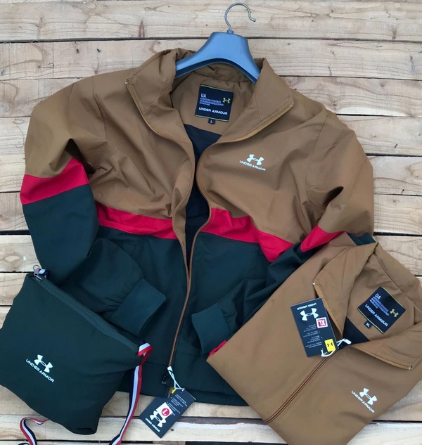 *Very Premium Quality UNDER ARMOUR WINDCHEATER*😍🎉*New New New feature*🎉 👉*Top quality light weight Windcheater with *inbuilt water resistant carry bag**Brand - UNDER ARMOUR**WIND BREAKER &  FULLY WATERPROOF FABRIC*👉IMPORTED TPU FABRIC👉INSIDE NET*PREMIUM QUALITY**SIZES M38, L40, XL42, XXL44**LATEST SHOWROOM ARTICLE** Free Ship**Note: pls don’t compare with cheap quality mark