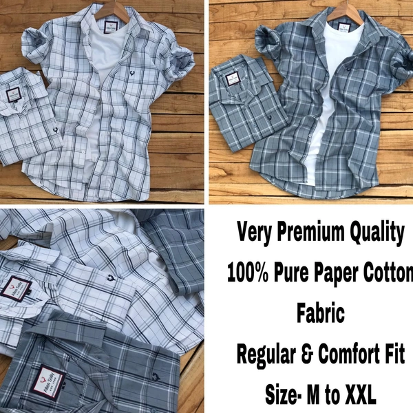 *Super Premium Quality Allen Solly Chk Shirt Article**Brand - ALLEN SOLLY**Very Premium Quality Paper Cotton Fabric**Full Sleeves chk shirts**10A Quality**2 DIFFERENT COLOURS**Super Premium Quality Chk Shirts**100% Original Soft Cotton Fabric* sizes *M38: L40: XL42: XXL44*  Free Ship/-* Full Stock *15-15-15 Sets available In stock**See Video For Quality Chk*👇