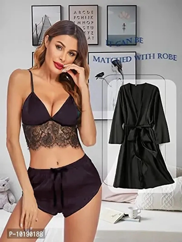 Women Babydoll Night Dress/Top Shorts SetWomen Babydoll Night Dress/Top Shorts Set*Fabric*: Satin Type*: Lace Baby Dolls Bust*: Variable Waist *: Variable⚡⚡ Hurry, 2 units available only
