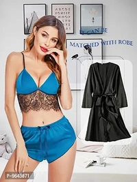 Women Babydoll Night Dress/Top Shorts SetWomen Babydoll Night Dress/Top Shorts Set*Fabric*: Satin Type*: Lace Baby Dolls Bust*: Variable Waist *: Variable⚡⚡ Hurry, 2 units available only
