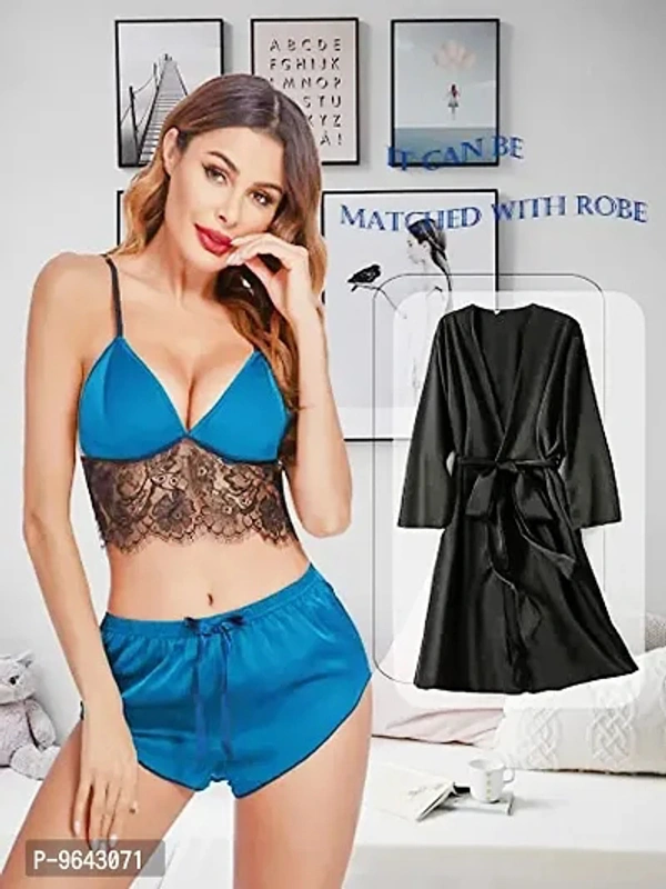 Women Babydoll Night Dress/Top Shorts SetWomen Babydoll Night Dress/Top Shorts Set*Fabric*: Satin Type*: Lace Baby Dolls Bust*: Variable Waist *: Variable⚡⚡ Hurry, 2 units available only