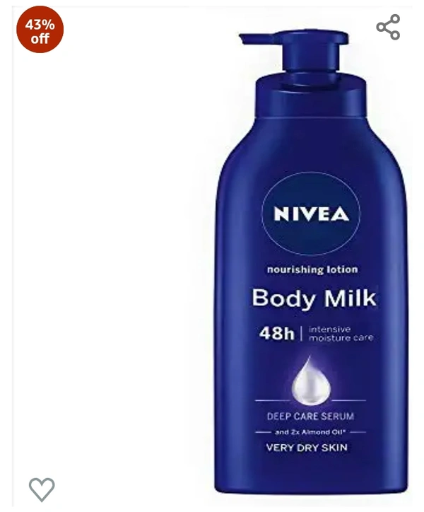 Nivia Mosturisation Cream  NIVEA Body Lotion for Very Dry Skin, Nourishing Body Milk with 2x Almond Oil 48H Moisturization, For Men & Women, 600 mlAmazon'sChoicefor "body lotion"43%off43%off