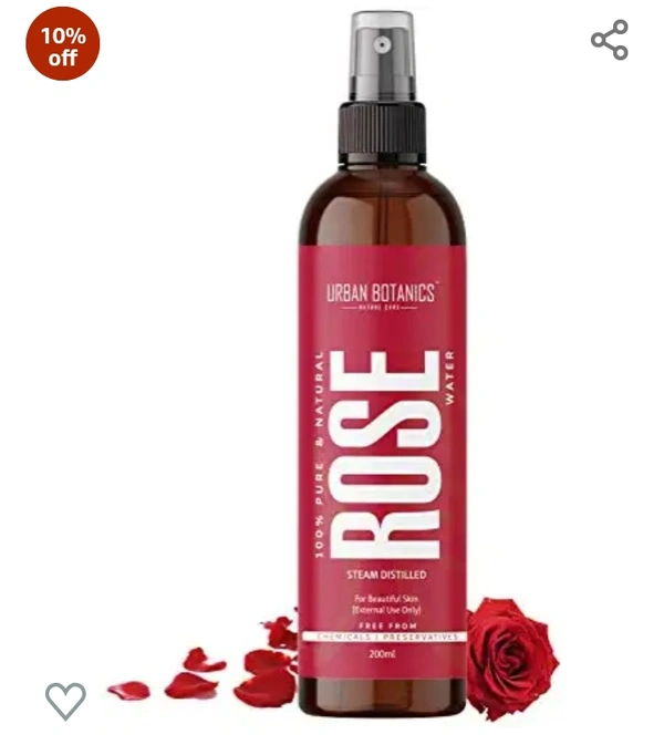 Urban Bonatic  UrbanBotanics® Pure & Natural Rose Water/Skin Toner - 200ml - Steam Distilled - Gulab Jal - Organic - Chemical Free