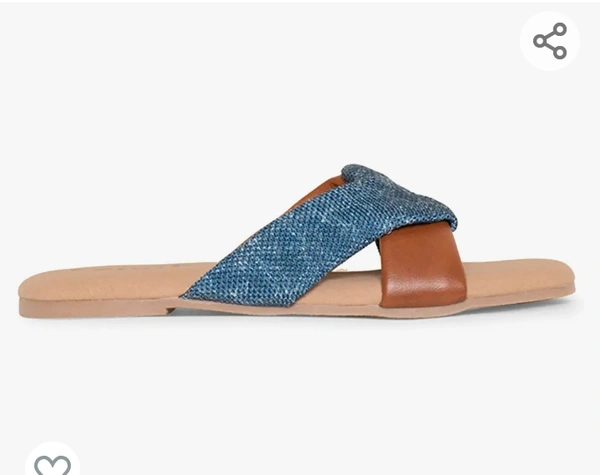 Zouk Store  ZOUK 100% Vegan Leather Handcrafted Women's Dark Blue Abstract Andaman Marine Cross Sliders (39) - 5.6.7.8