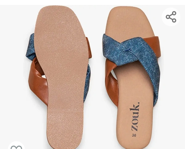 Zouk Store  ZOUK 100% Vegan Leather Handcrafted Women's Dark Blue Abstract Andaman Marine Cross Sliders (39) - 5.6.7.8